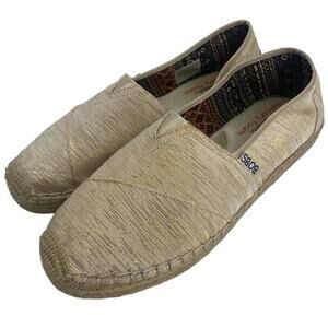 BOBS from Skechers 9 Slip On Fabric Upper Gold Thread Shoes Loafers Espadrilles